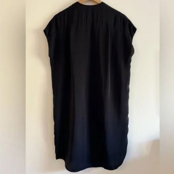VINCE Black VEE Short Sleeve Caftan Embroidered Shift Dress - Picture 9 of 9